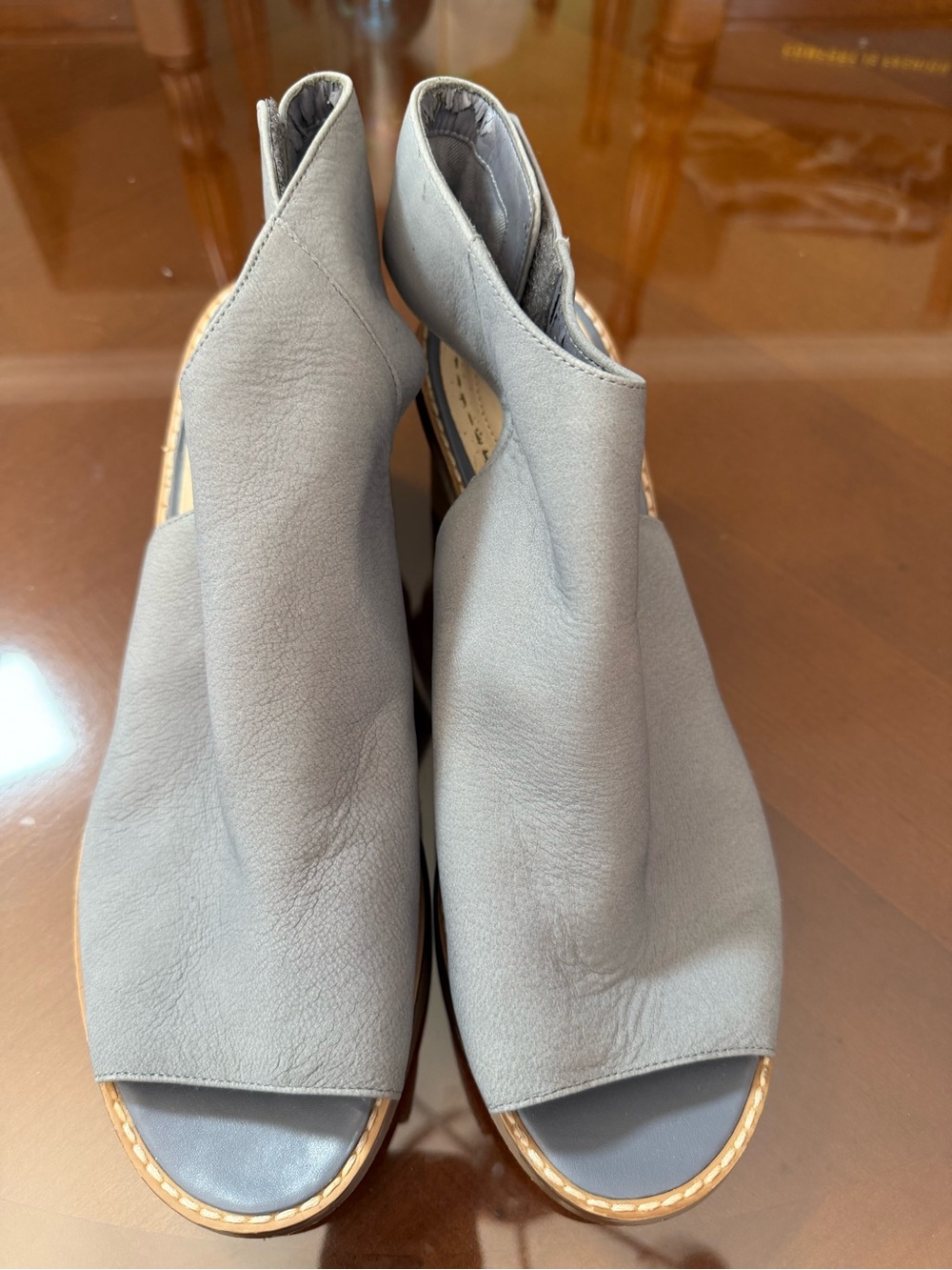Clarks Gray Open-Toe Slingback Mules